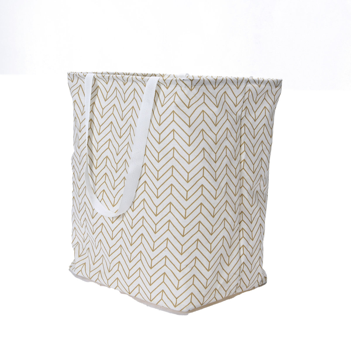 Krush Container Rectangular Laundry Bag with Handles, Tan Chevron